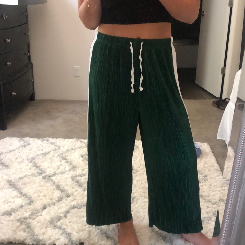 Green flowy pants